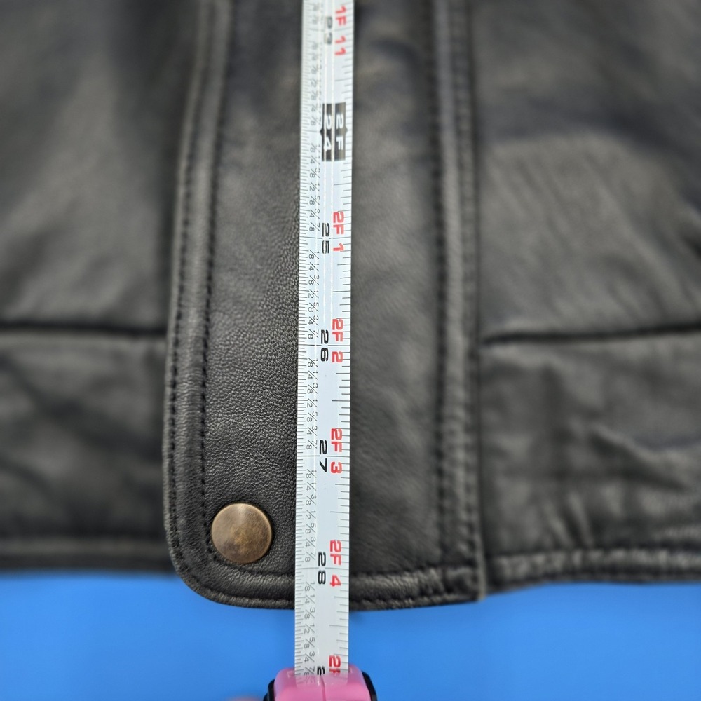 Vintage J Park Collection Black Leather Bomber Jacket - Size L - Picture 13 of 14